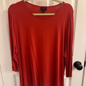 J. Jill Red 3/4 Sleeve Oversized Blouse
